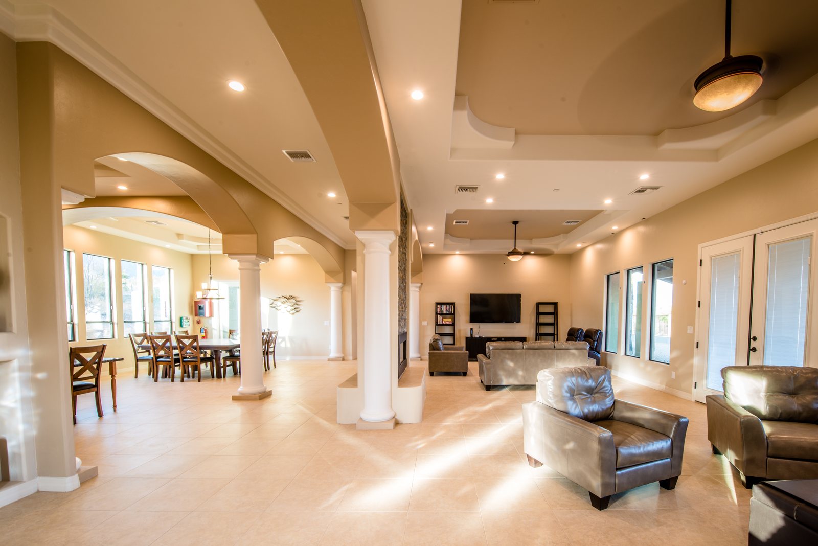 House One open living and dining space